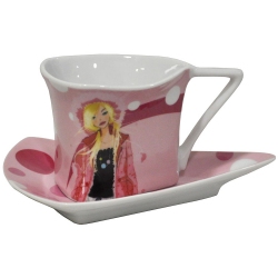 Φλυτζάνια τσαγιού σετ 6 τεμαχίων πορσελάνης ροζ 220cc Sinialo 24-17-HDS1318