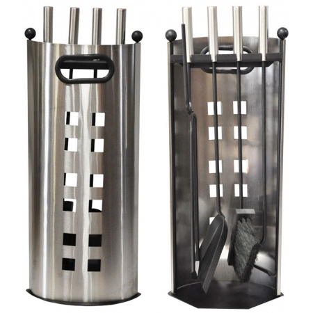 Αξεσουάρ τζακιού σετ 5 τεμαχίων μεταλλικό μαύρο-ασημί Sinialo 35-54-Τ10124N