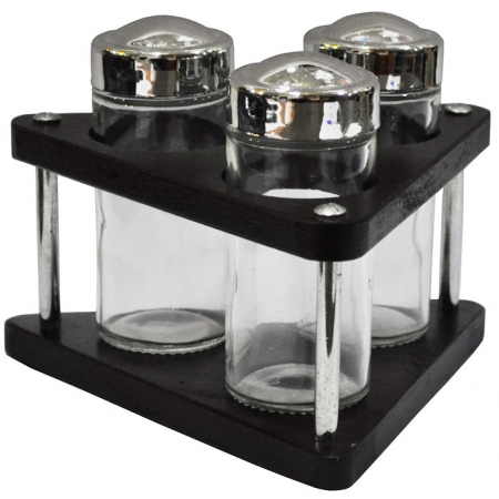 Βάση μπαχαρικών ξύλινη 3 θέσεων Sinialo 36-85-3259