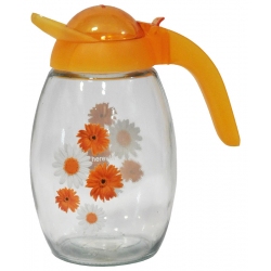 Κανάτα γυάλινη Μαργαρίτες διάφανο-πορτοκαλί 1.6Lt Herevin 111335