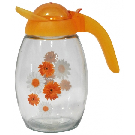 Κανάτα γυάλινη Μαργαρίτες διάφανο-πορτοκαλί 1.6Lt Herevin 111335