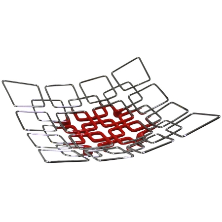 Φρουτιέρα μεταλλική-PVC ασημί-κόκκινο 27x8εκ Sinialo 36-85-XX5219L