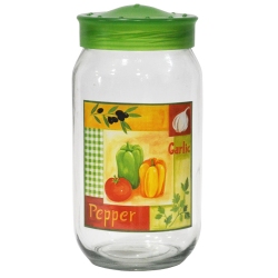 Βάζο αποθήκευσης γυάλινο Πιπεριές διάφανο-πράσινο 1Lt Herevin 131371