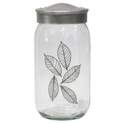 Βάζο αποθήκευσης γυάλινο Φύλλα διάφανο-ασημί 1Lt Herevin 131370