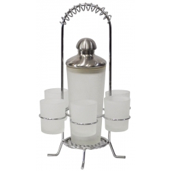 Σετ σέικερ και 6 ποτήρια σφηνάκι γυάλινο-ανοξείδωτο Sinialo 4902180