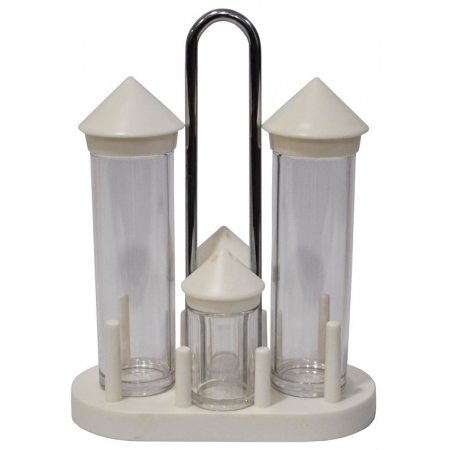 Σετ αλατοπίπερο+λαδόξυδο ακρυλικό-πλαστικό λευκό Sinialo 4902199