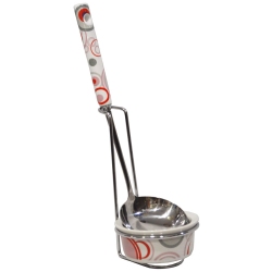 Κουτάλα ανοξείδωτη σε βάση Κύκλοι κόκκινο-γκρι 8.5x7x31εκ Sinialo 37-23-SO/SETD2