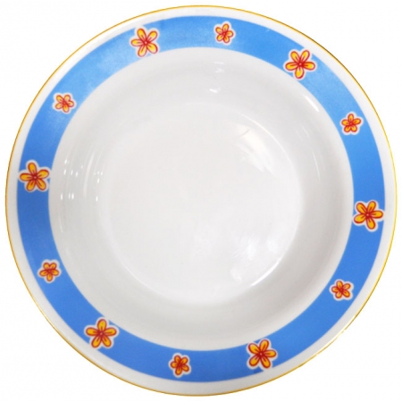 Σαλατιέρα γυάλινη πυράντοχη Λουλούδια λευκό-μπλε 29.5x5εκ Harmonia 4902217