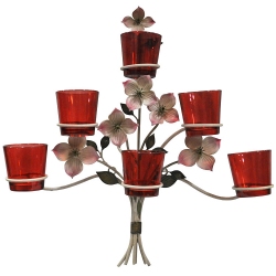 Κηροπήγιο τοίχου μεταλλικό-γυάλινο ροζ-κόκκινο 38x12x40εκ Ankor 659951