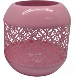 Φανάρι μεταλλικό 11εκ με γυαλί ροζ ματ Ankor 760978