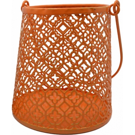 Φανάρι μεταλλικό 13εκ με γυαλί πορτοκαλι ματ Ankor 760893