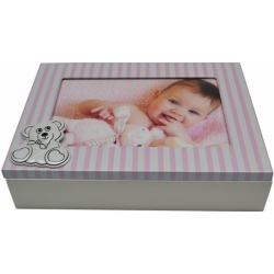   Κουτάκι ξύλινο με φωτογραφοθήκη αλουμινίου 10x15εκ ροζ Ankor BM-AT64-4