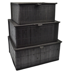 Κουτιά αποθήκευσης μπαμπού σετ 3 τεμαχίων μαύρο Ankor 836802