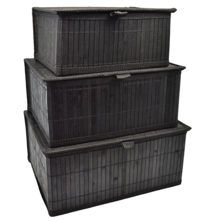 Κουτιά αποθήκευσης μπαμπού σετ 3 τεμαχίων μαύρο Ankor 836802