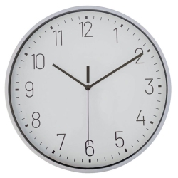 Ρολόι τοίχου πλαστικό ασημί-λευκό 30.5εκ Ankor 844869