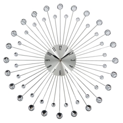 Ρολόι τοίχου μεταλλικό με κρυστάλλους ασημί 50εκ Ankor 844944