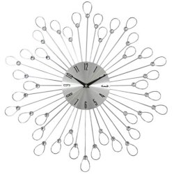 Ρολόι τοίχου μεταλλικό με κρυστάλλους ασημί 49εκ Ankor 811311