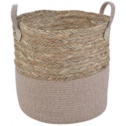 Καλάθι ψάθινο-υφασμάτινο μπεζ 34εκ Ankor 813285