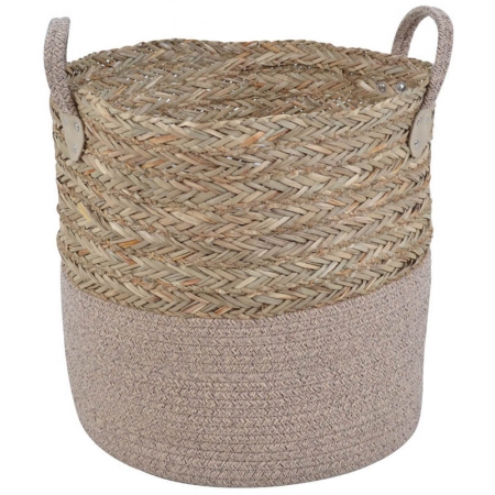 Καλάθι ψάθινο-υφασμάτινο μπεζ 34εκ Ankor 813285