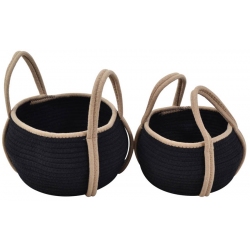 Καλάθια σετ 2 τεμαχίων υφασμάτινα μαύρο-μπεζ Ankor 813322