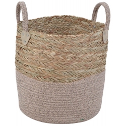 Καλάθι ψάθινο-υφασμάτινο μπεζ 38εκ Ankor 813278