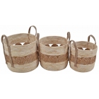 Καλάθια σετ 3 τεμαχίων ψάθινα Κύκλοι natural Ankor 824281