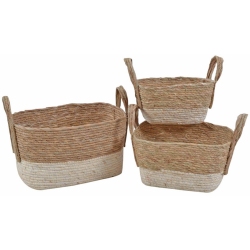 Καλάθια σετ 3 τεμαχίων ψάθινα natural-καφέ Ankor 824298