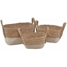 Καλάθια σετ 3 τεμαχίων ψάθινα natural-καφέ Ankor 824298