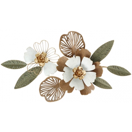 Διακοσμητικό τοίχου μεταλλικό Λουλούδι μπρονζέ-λευκό 91.5x7x51εκ Ankor 825783