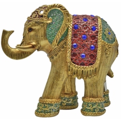 Φιγούρα διακοσμητική πολυεστερική Ελέφαντας χρυσό-κόκκινο 18.5x8x17εκ Ankor 829101