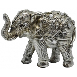 Φιγούρα διακοσμητική πολυεστερική Ελέφαντας ασημί 12x8x9εκ Ankor 815142