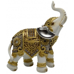 Φιγούρα διακοσμητική πολυεστερική Ελέφαντας λευκό-χρυσό 12.5x5.5x15.5εκ Ankor 815197