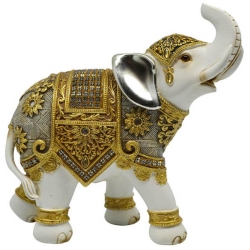 Φιγούρα διακοσμητική πολυεστερική Ελέφαντας λευκό-χρυσό 20x9x23.5εκ Ankor 815210