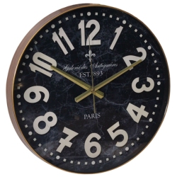 Ρολόι τοίχου πλαστικό Μάρμαρο natural-μαύρο 35εκ Ankor 838134