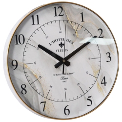 Ρολόι τοίχου πλαστικό Μάρμαρο natural-λευκό 35εκ Ankor 838141