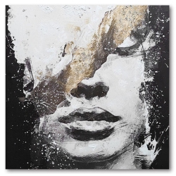 Πίνακας ελαιογραφία printed Πρόσωπο λευκό-μαύρο 80x80εκ Ankor 839469