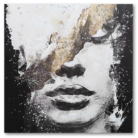 Πίνακας ελαιογραφία printed Πρόσωπο λευκό-μαύρο 80x80εκ Ankor 839469