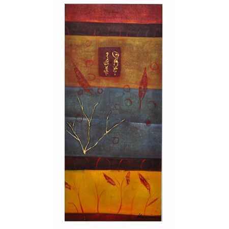 Πίνακας σε καμβά Φύλλα γαλάζιο/καφέ/κίτρινο 45x100εκ Pol 9949-1