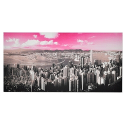 Πίνακας σε καμβά Χονγκ Κονγκ γκρι/ροζ 100x50εκ Pol 1006-1