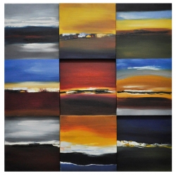 Πίνακας σε καμβά 2 επιπέδων κίτρινο/κόκκινο/μπλε 90x90εκ Pol L90901