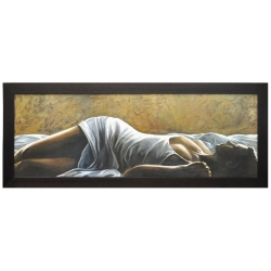 Πίνακας σε ξύλινο κάδρο Γυναικα λευκό-μπεζ 150x60εκ Pol 5006013