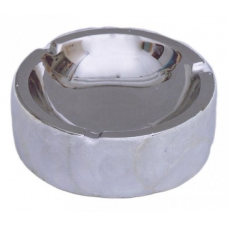 Σταχτοδοχείο διακοσμητικό κεραμικό με φίλντισι ασημί/λευκό 16εκ Karvounis 10888