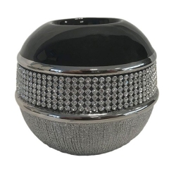 Κηροπήγιο για ρεσώ κεραμικό μαύρο/ασημί 12εκ Karvounis H2147M-BF17C