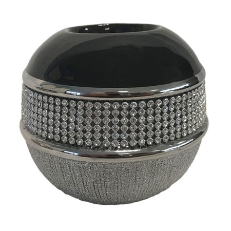 Κηροπήγιο για ρεσώ κεραμικό μαύρο/ασημί 12εκ Karvounis H2147M-BF17C