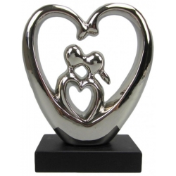 Φιγούρα διακοσμητική Καρδιά ασημί/μαύρο 28εκ Karvounis K9281A-W