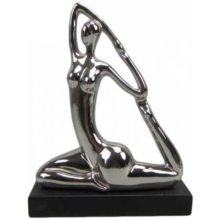 Φιγούρα διακοσμητική Γυναίκα ασημί/μαύρο 34.5εκ Karvounis K9317B-W