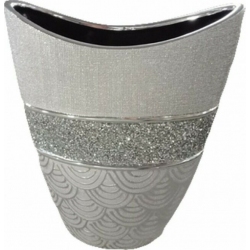 Βάζο κεραμικό ασημί 24εκ Karvounis H2631M-DJ18C