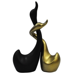 Φιγούρες σετ 2 τεμαχίων κεραμικές Κύκνοι χρυσό-μαύρο Karvounis K7931/7932-G