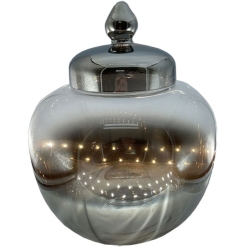 Βάζο με καπάκι γυάλινο ασημί-μελί 23x26εκ Karvounis 1/CSD139G-26