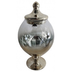 Βάζο με καπάκι γυάλινο ασημί-μελί 17.5x31εκ Karvounis 1/CSC596-31